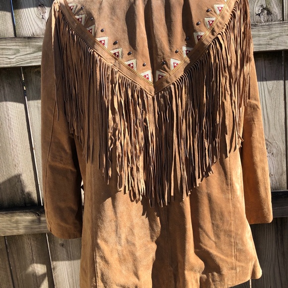 Roaman’s Suede Fringe Jacket Embroidered Size 16W - Picture 6 of 9